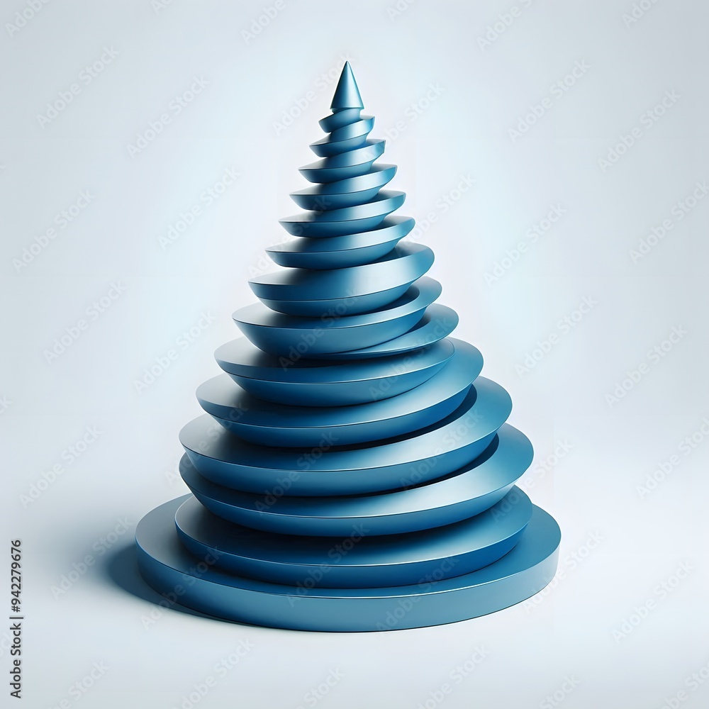 3D Blue Christmas Tree - Modern Design on White Background 3D Blue Christmas Tree - Modern Design on White Background