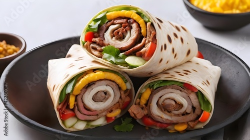 Wallpaper Mural mouth-watering wrap with savory filling, isolated on white Torontodigital.ca