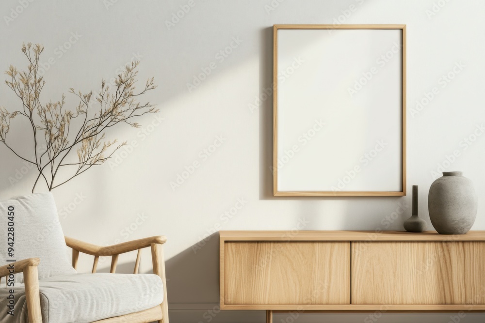 mock up poster frame in modern interior background, minimalistic modern clean empty living room, with plant and furniture. Scandinavian style mock up poster frame in modern interior background, minimalistic modern clean empty living room, with plant and furniture. Scandinavian style