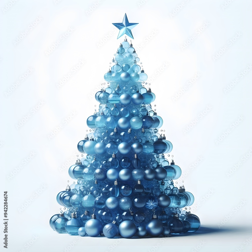 3D Blue Christmas Tree - Modern Design on White Background 3D Blue Christmas Tree - Modern Design on White Background