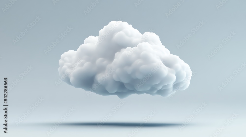 D White Cloud on Grey Background D White Cloud on Grey Background