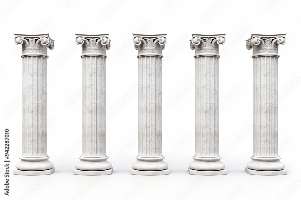 Supreme Court's marble columns, isolated on white background Supreme Court's marble columns, isolated on white background