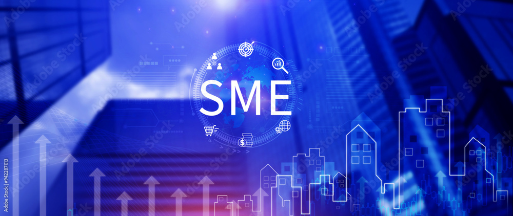 SME concept of business, Business, technology, internet and network concept, Virtual screen of the future and sees the inscription SME. SME concept of business, Business, technology, internet and network concept, Virtual screen of the future and sees the inscription SME.