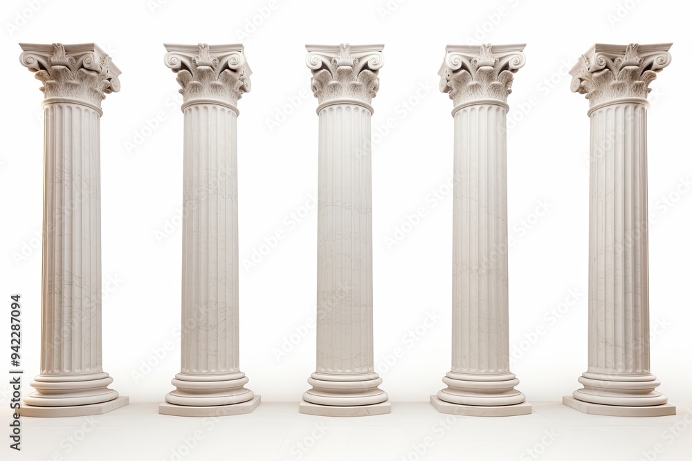 Supreme Court's marble columns, isolated on white background Supreme Court's marble columns, isolated on white background