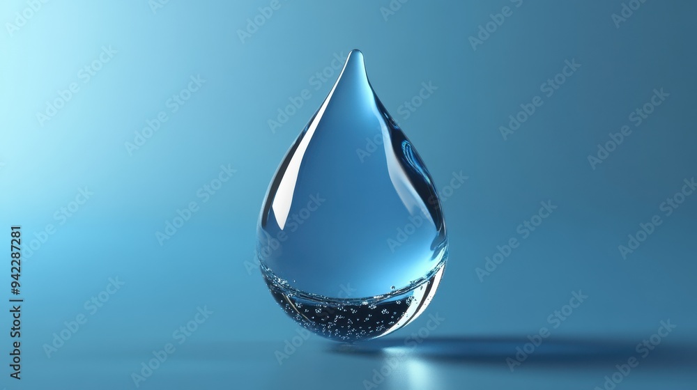 Water Drop on Blue Background Hydration Refreshing Clean Pure Liquid Abstract Water Drop on Blue Background Hydration Refreshing Clean Pure Liquid Abstract