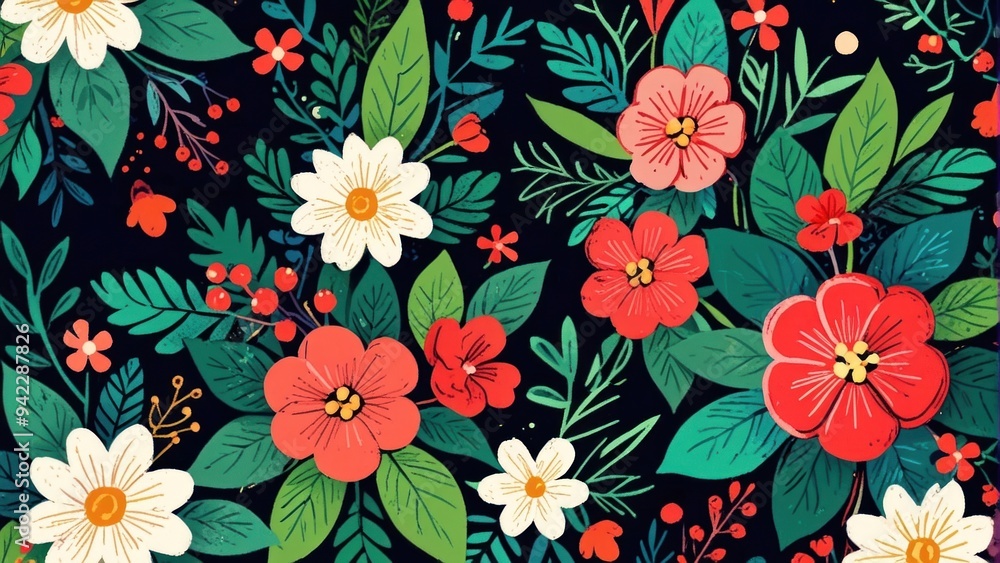 Pattern, wallpaper, pretty flowers on dark background Pattern, wallpaper, pretty flowers on dark background