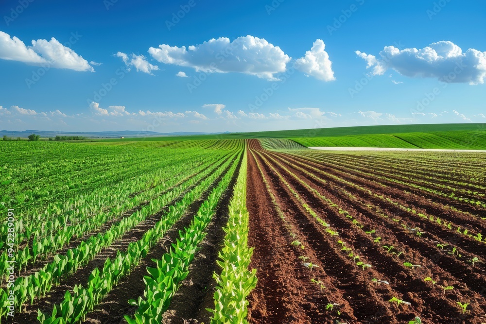 Aerial drone shot of crop rotation fields, highlighting efficient agricultural practices. Aerial drone shot of crop rotation fields, highlighting efficient agricultural practices.