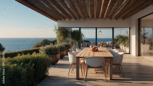 Modern terrace with sea view