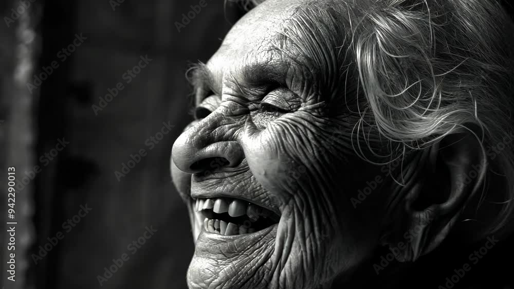 A remarkable moment unfolds as an elderly woman shares her vibrant laughter, showcasing the beauty of age and the light reflecting her joyful spirit A remarkable moment unfolds as an elderly woman shares her vibrant laughter, showcasing the beauty of age and the light reflecting her joyful spirit