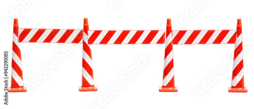 Isolated Barricades on transparent background, featuring distinct shapes and colors, emphasizing their structure and design, perfect for graphic design or illustration projects.