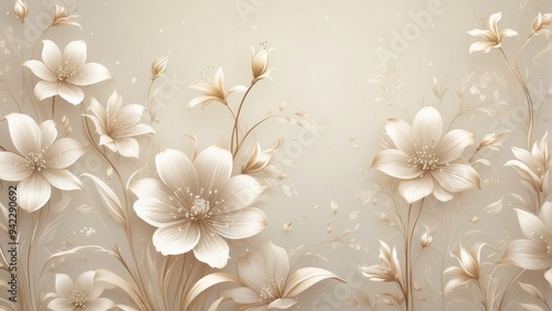 Wallpaper beige flowers