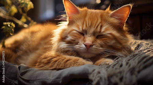 image of a ginger cat sleeping peacefully