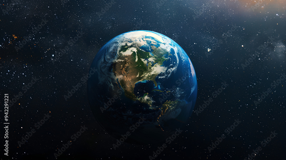 Earth from Space: Blue Planet in Cosmic Night Earth from Space: Blue Planet in Cosmic Night