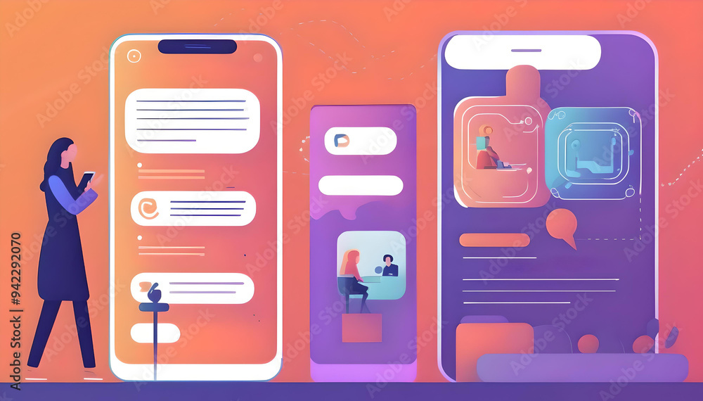 Digital chatbot application being used on a mobile smartphone indicating that the conversation is about customer service or support Digital chatbot application being used on a mobile smartphone indicating that the conversation is about customer service or support