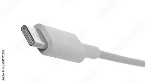 Close up USB cable plug isolated on white background photo