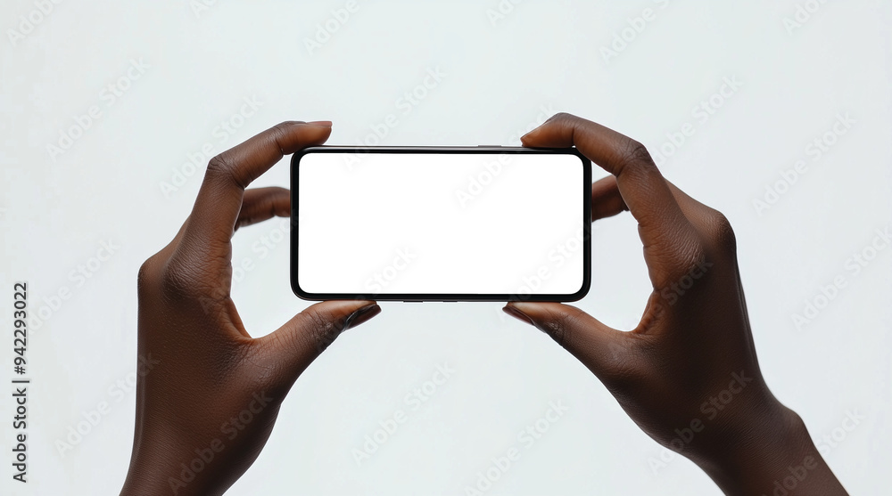 mokcup, close-up photograph of hands holding a smartphone horizontally with white background. transparent screen. png mokcup. png image mokcup, close-up photograph of hands holding a smartphone horizontally with white background. transparent screen. png mokcup. png image
