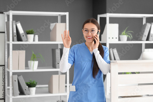 Young female medical recept...