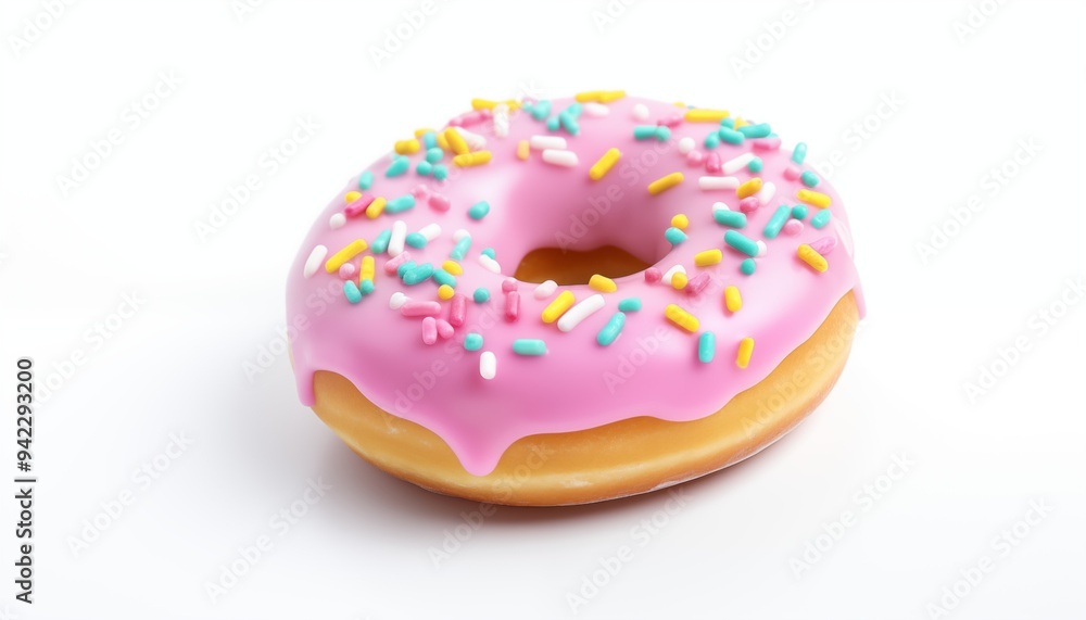 pink donut isolated on white pink donut isolated on white