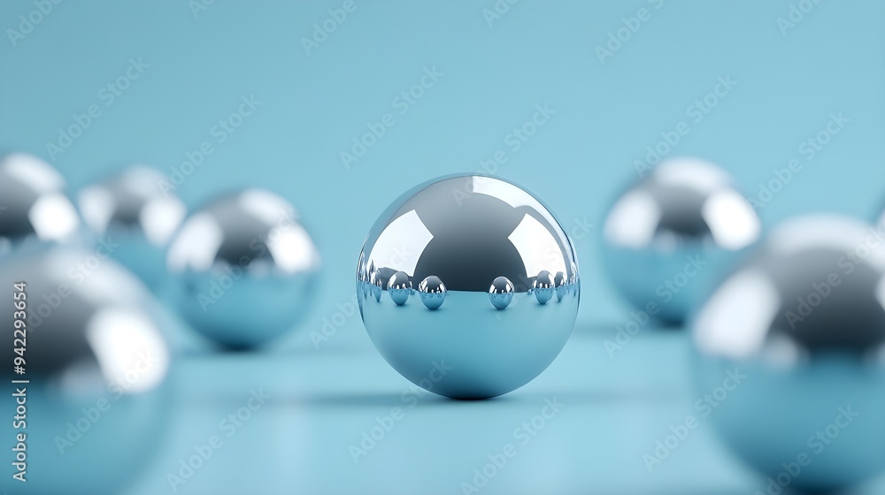 Abstract Blue Background with Silver Spheres Abstract Blue Background with Silver Spheres