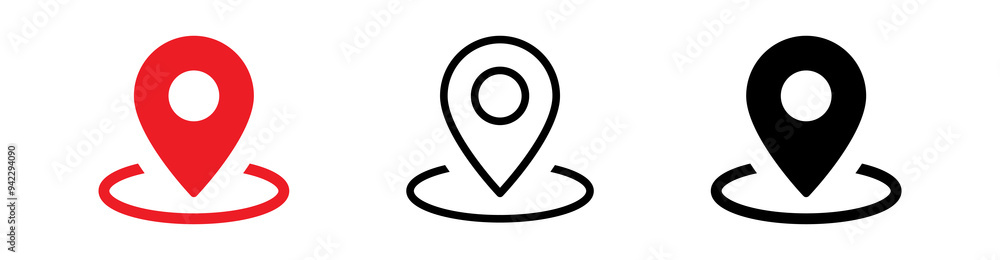 Location icon set, Map pin place marker. location pointer icon symbol in flat style. Red Location pin icon, Navigation sign Location icon set, Map pin place marker. location pointer icon symbol in flat style. Red Location pin icon, Navigation sign