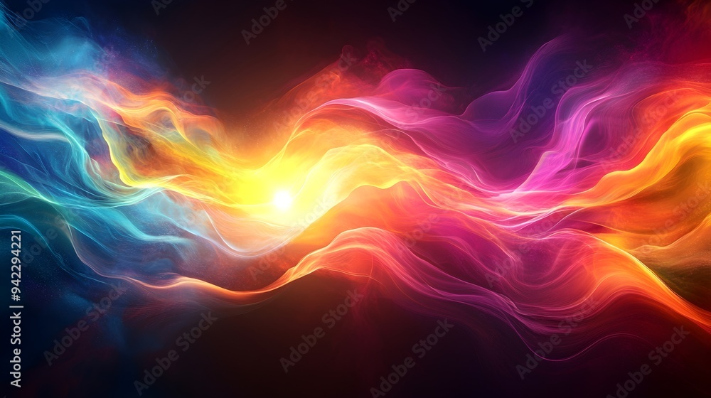 Obraz premium Abstract Colorful Smoke Waves, Dynamic Background