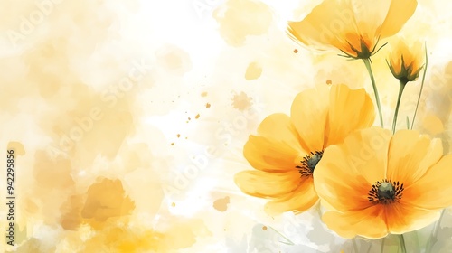 Fototapeta Naklejka Na Ścianę i Meble -  yellow flower watercolor background