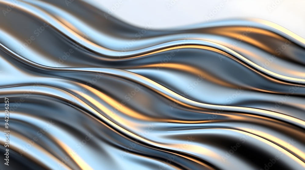 Obraz premium Abstract Silver and Gold Wavy Background