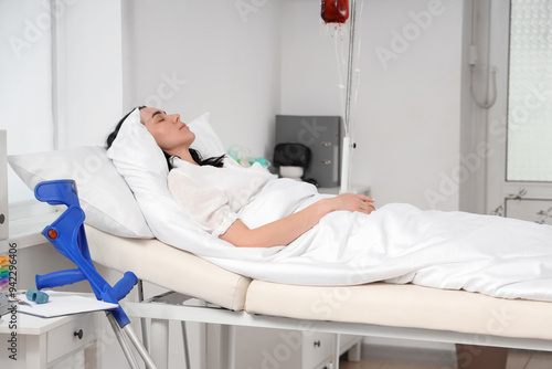 Female patient sleeping on ...