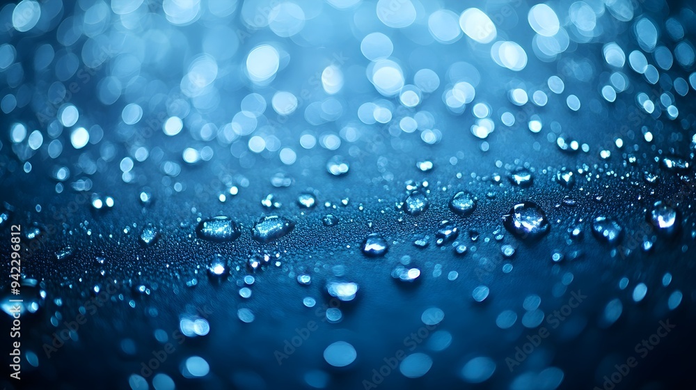 Blue Water Drops Macro Photography, Abstract Background Blue Water Drops Macro Photography, Abstract Background