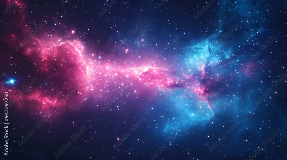 Fototapeta premium Cosmic Nebula Starscape - Pink Blue Galaxy Background