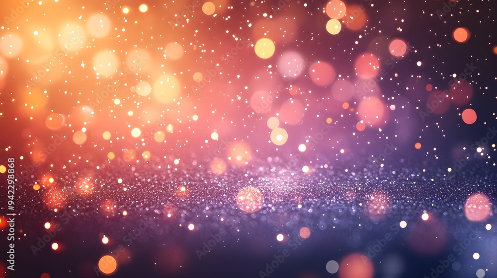 Festive Purple & Gold Glitter Background with Bokeh Lights Festive Purple & Gold Glitter Background with Bokeh Lights
