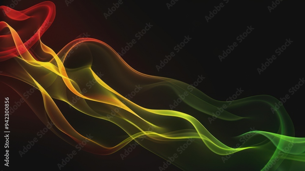 Obraz premium Abstract Wavy Lines in Red, Yellow, and Green