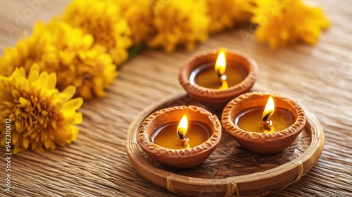 Diwali festival of lights tradition Diya oil lamps background