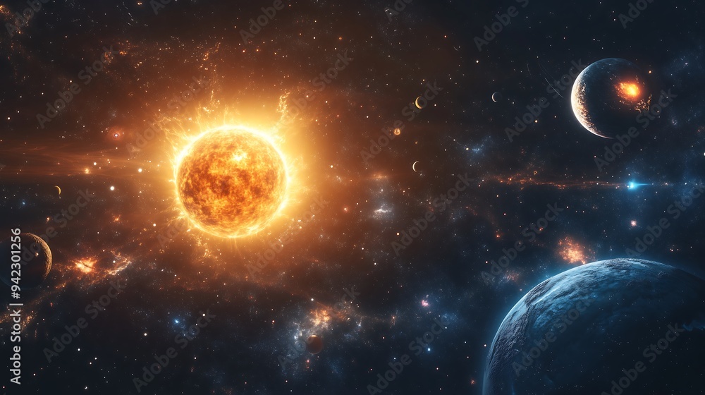 sollar system galaxy with sun sollar system galaxy with sun