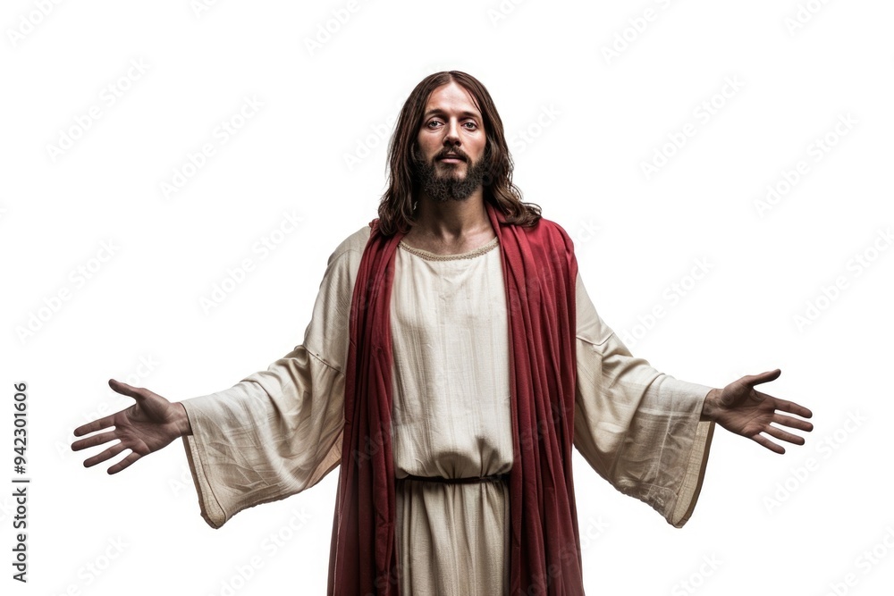 A person dressed in a robe holds their hands out, possibly for blessings or healing A person dressed in a robe holds their hands out, possibly for blessings or healing