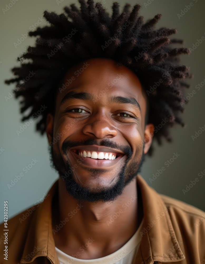 Portrait of a smiling African man with curly hair Portrait of a smiling African man with curly hair