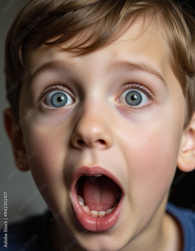 Surprised young boy with wide-open eyes and mouth Surprised young boy with wide-open eyes and mouth