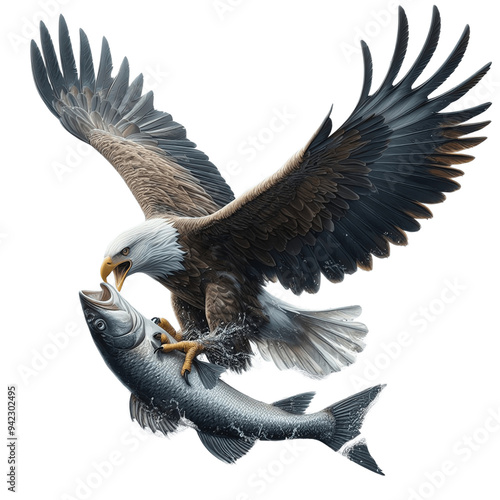 american bald eagle catching a fish