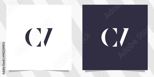 letter cv vc logo design vector