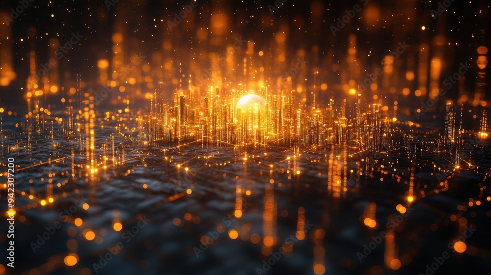 Futuristic Cityscape with Glow and Bokeh Lights Futuristic Cityscape with Glow and Bokeh Lights