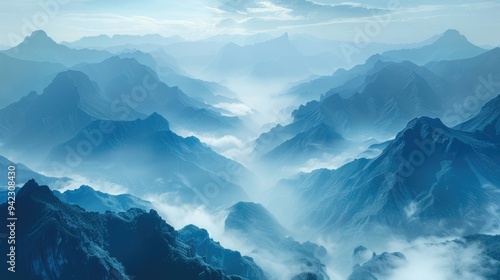 Misty mountains and sea of clouds, best for a tranquild backdrop. photo