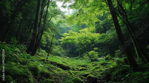 Lush greenery in tranquil backgrounds