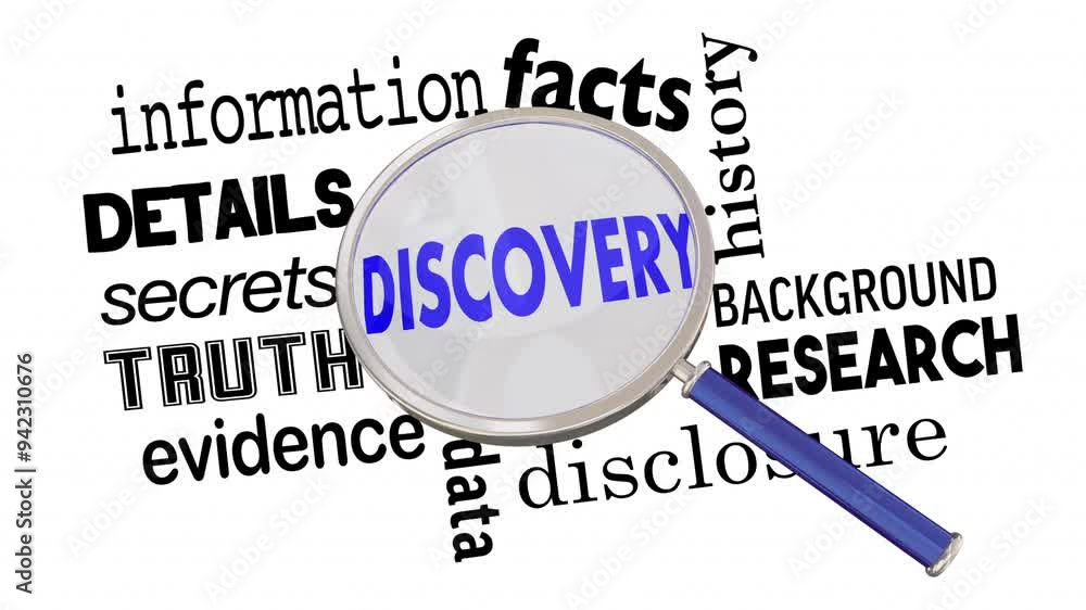 Discovery Magnifying Glass Words Text Research Find Search Information Secrets 3d Animation