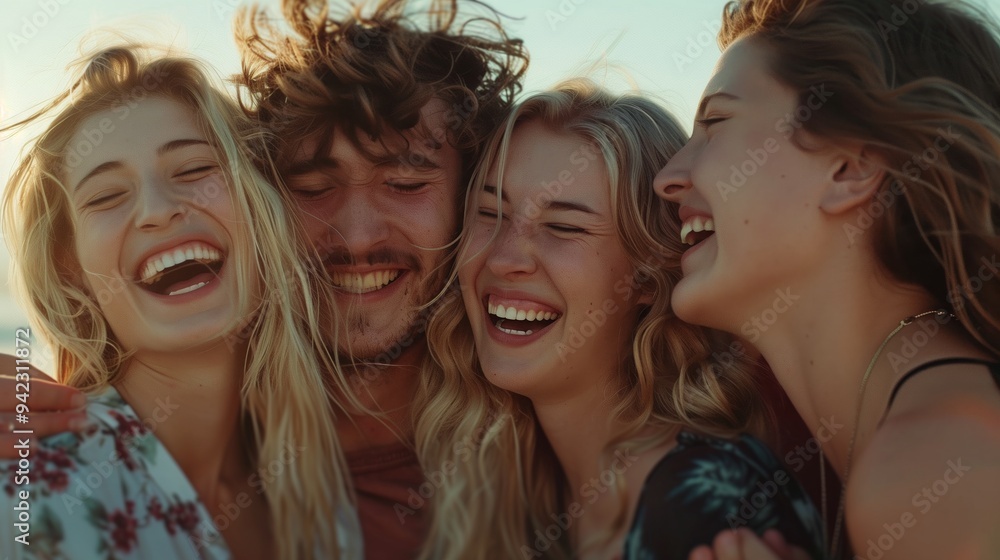 Group of Happy Friends Enjoying Laughing and Sharing Joyful Moments Outdoors Group of Happy Friends Enjoying Laughing and Sharing Joyful Moments Outdoors
