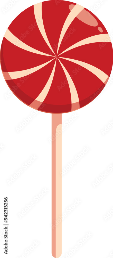 Red and white lollipop isolated on a white background, perfect for projects related to sweets, candy, treats, and childhood Red and white lollipop isolated on a white background, perfect for projects related to sweets, candy, treats, and childhood