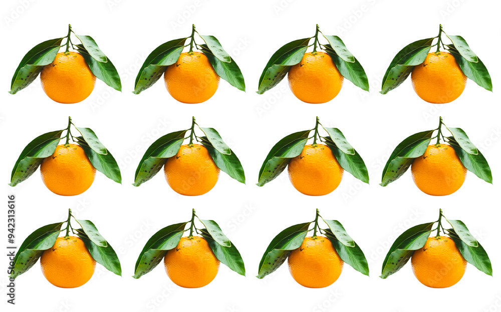 A still life of oranges pattern from flat view isolated on background, summer fruit for refreshment, orange with green leaves and a stem. A still life of oranges pattern from flat view isolated on background, summer fruit for refreshment, orange with green leaves and a stem.