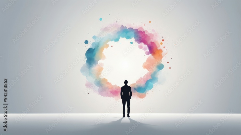 silhouette of a person with rainbow silhouette of a person with rainbow