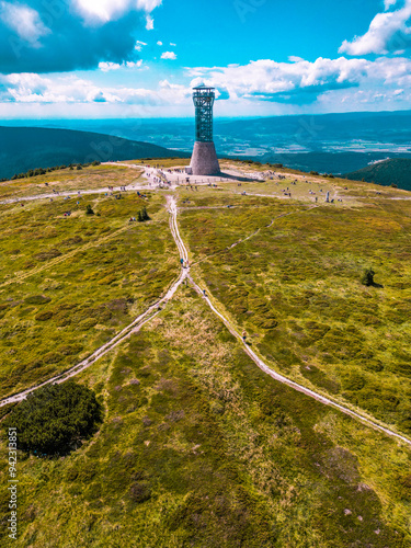 Snieznik mountain in Poland Czech Republic border - view from a drone