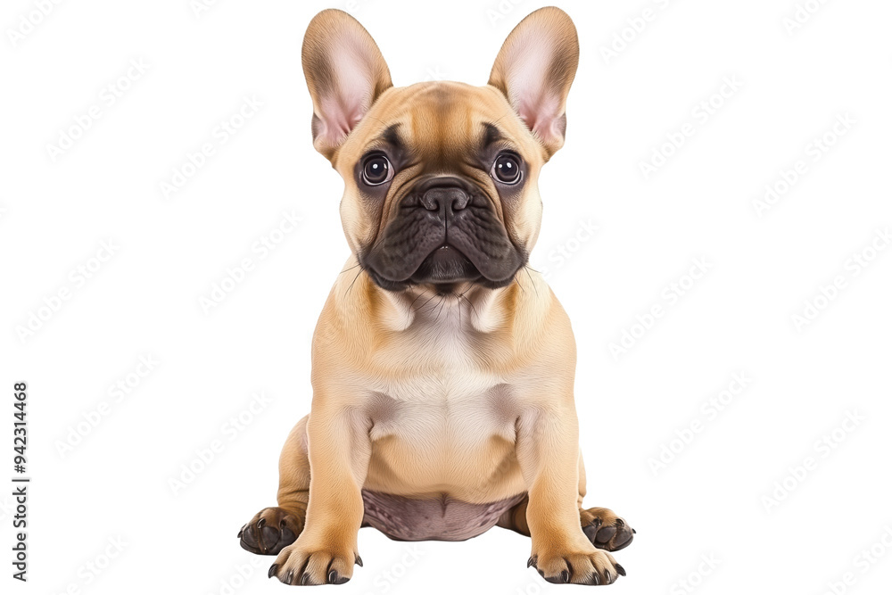 French Bulldog puppy sitting and looking forward on transparent background French Bulldog puppy sitting and looking forward on transparent background