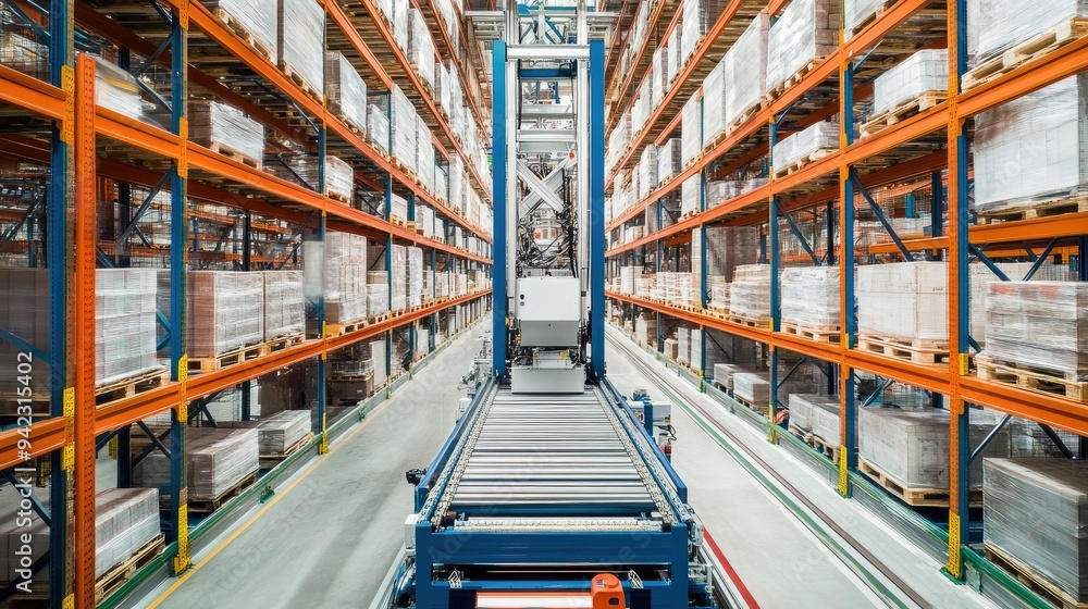 Industrial warehouse with advanced robotic machinery Industrial warehouse with advanced robotic machinery